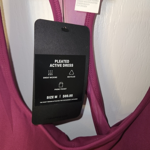 NWT Fabletics Pink Sleeveless Pleated Active Dress Size Medium - Picture 4 of 8